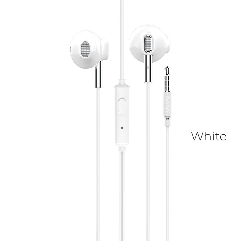 Casti in-ear cu microfon, HOCO Sky Sound M57, pentru smartphone, conector jack 3.5mm 4 pini, cablu 115 cm, albe [1]