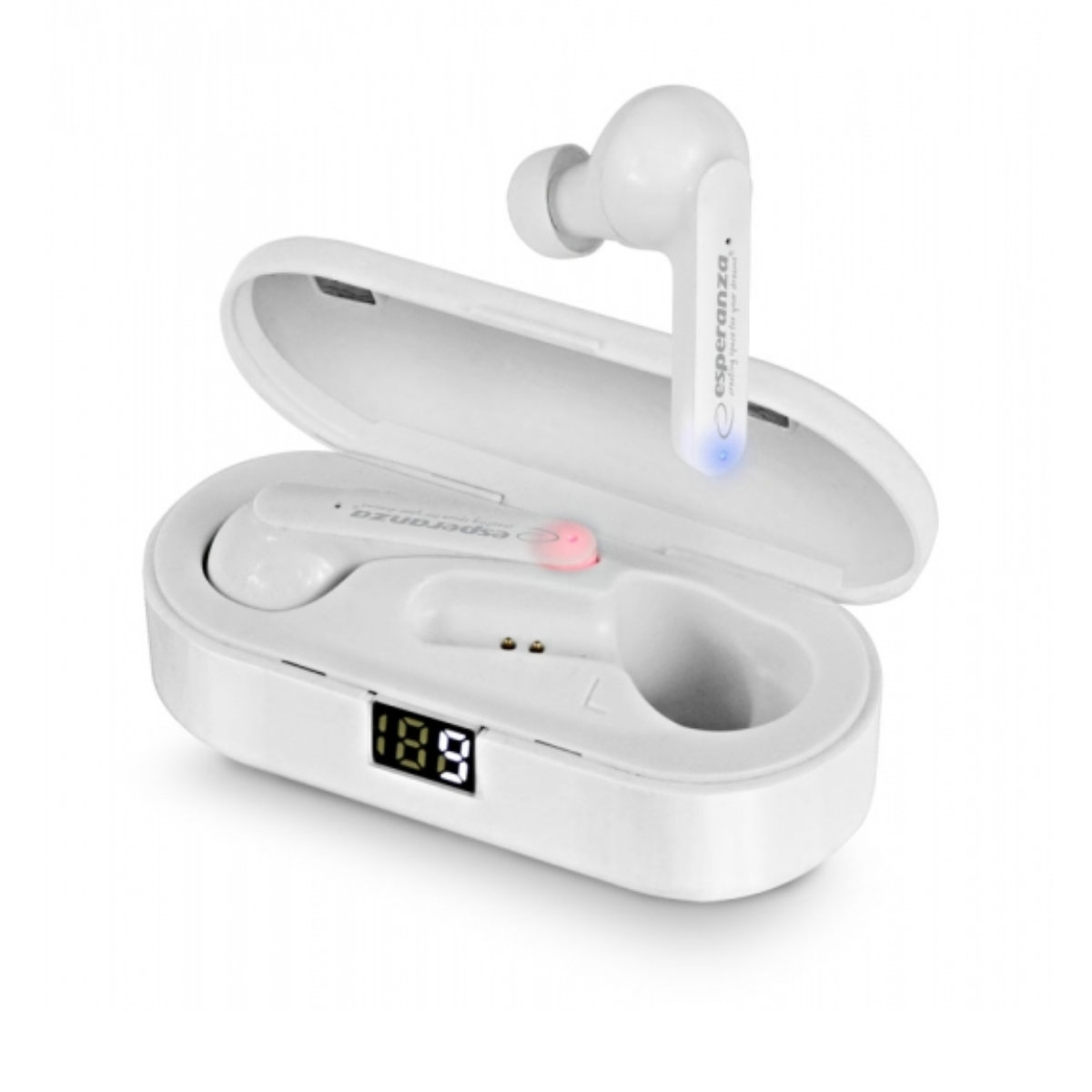 Casti In-Ear wireless TWS, Esperanza Phoebe 95836, Bluetooth v.5.0, cu statie de incarcare, albe [1]