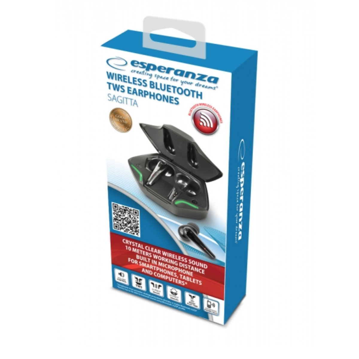 Casti In-Ear wireless TWS, Esperanza Sagitta 95838, Bluetooth v.5.0, cu statie de incarcare, negre [8]