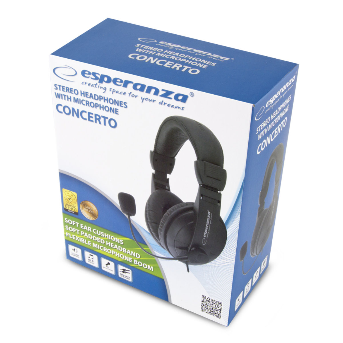 Casti stereo cu microfon, Esperanza Concerto, control volum, conectori 2 x jack 3.5mm, negre [8]