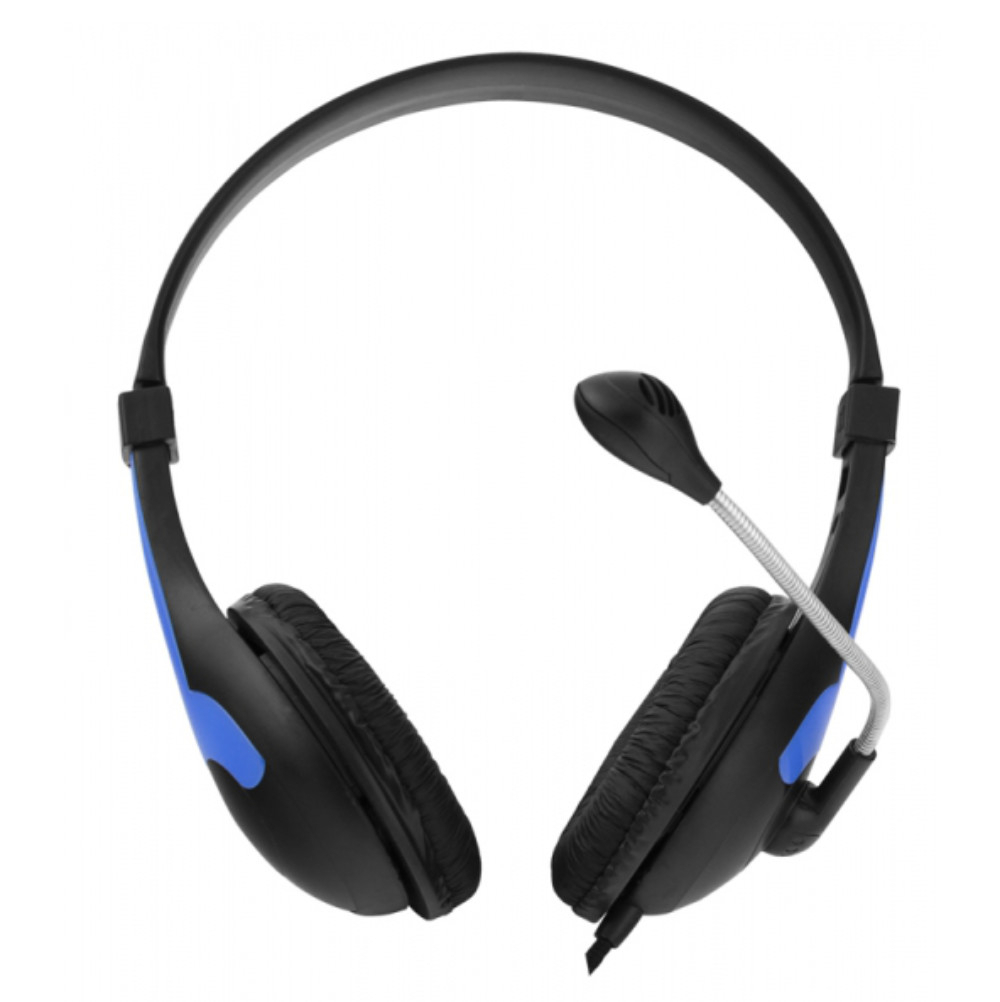 Casti stereo cu microfon, Esperanza Rooster, cablu 2 m, control volum, negre cu albastru [5]