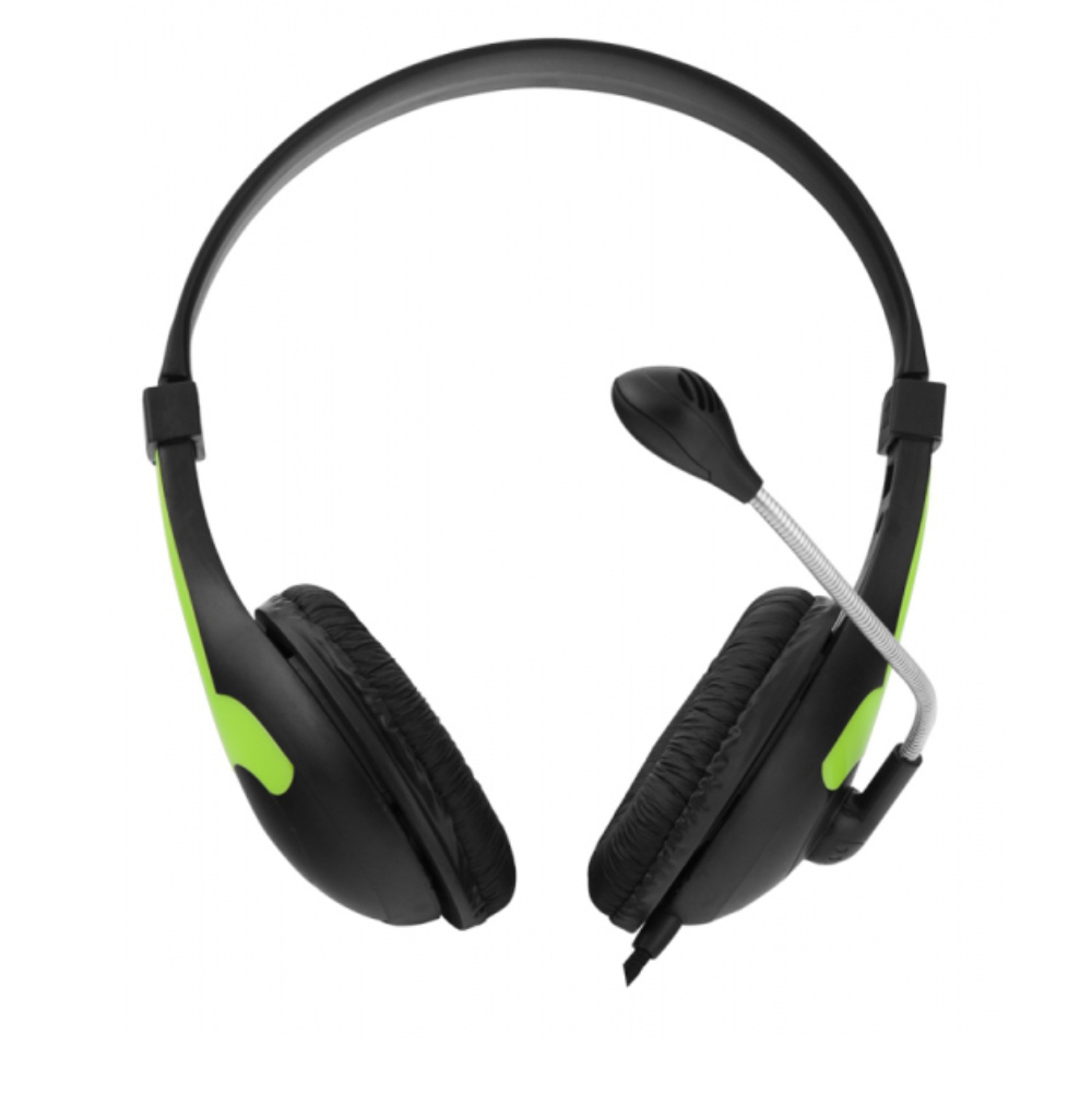 Casti stereo cu microfon, Esperanza Rooster, cablu 2 m, control volum, negre cu verde [3]