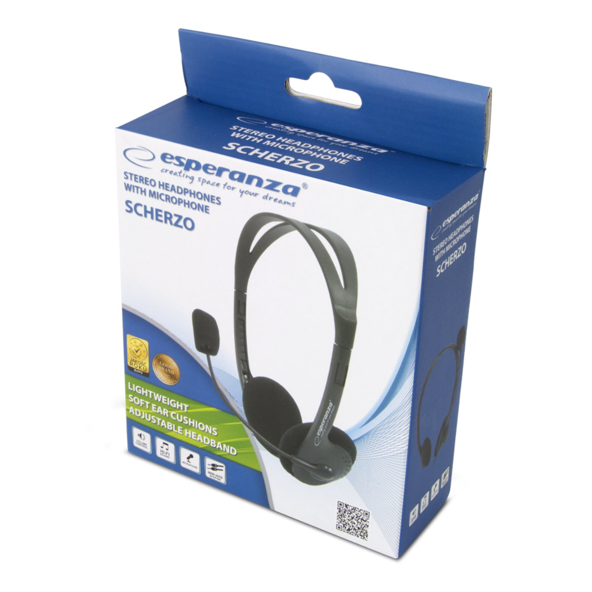 Casti stereo cu microfon, Esperanza Scherzo, cablu 2.5 m, control volum, negre [5]
