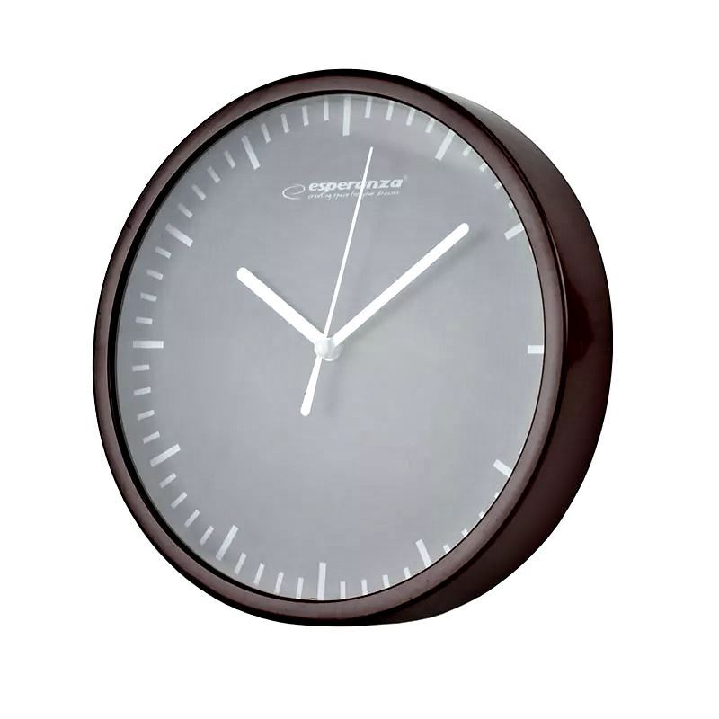 Ceas de perete Esperanza EHC010K ,afisare cu linii,model Budapest,cadran maro,fond negru,20cm [5]