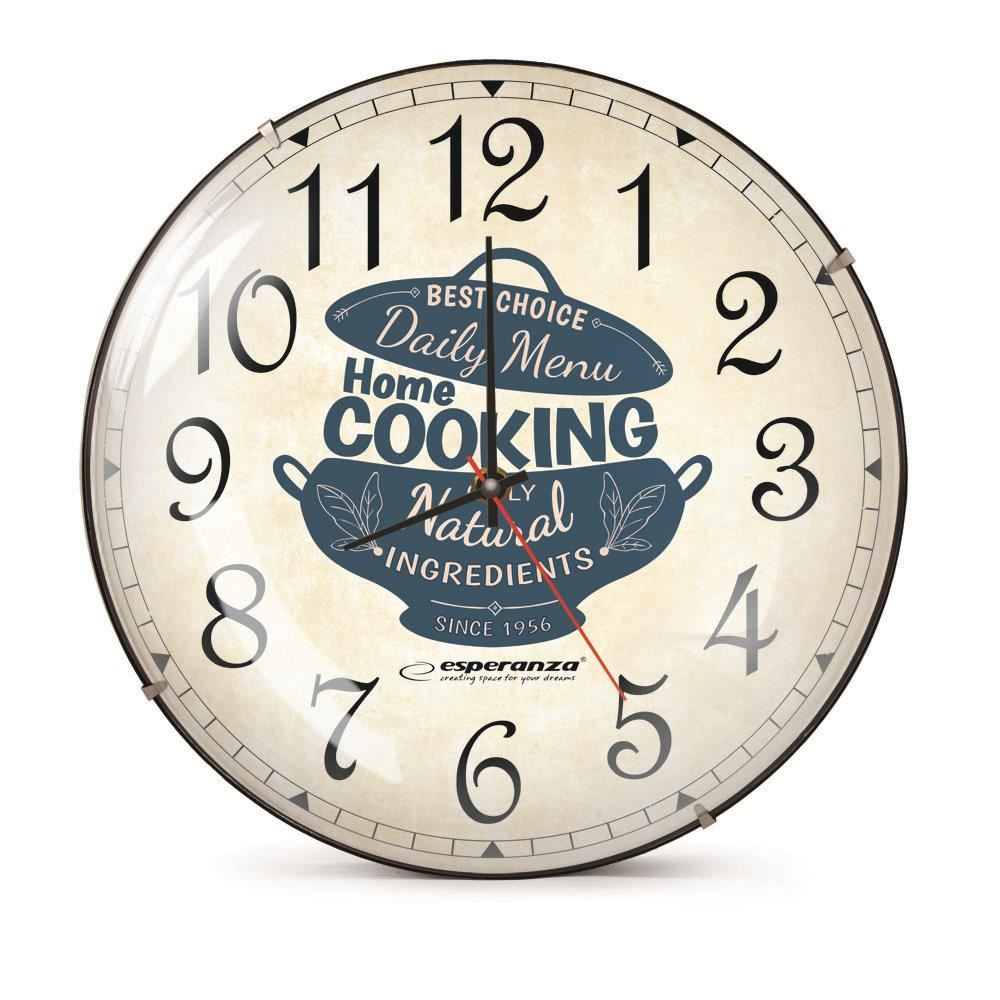 Ceas de perete Esperanza EHC018M,model Marseille,text ''Home Cooking'', fond crem,30 cm [2]