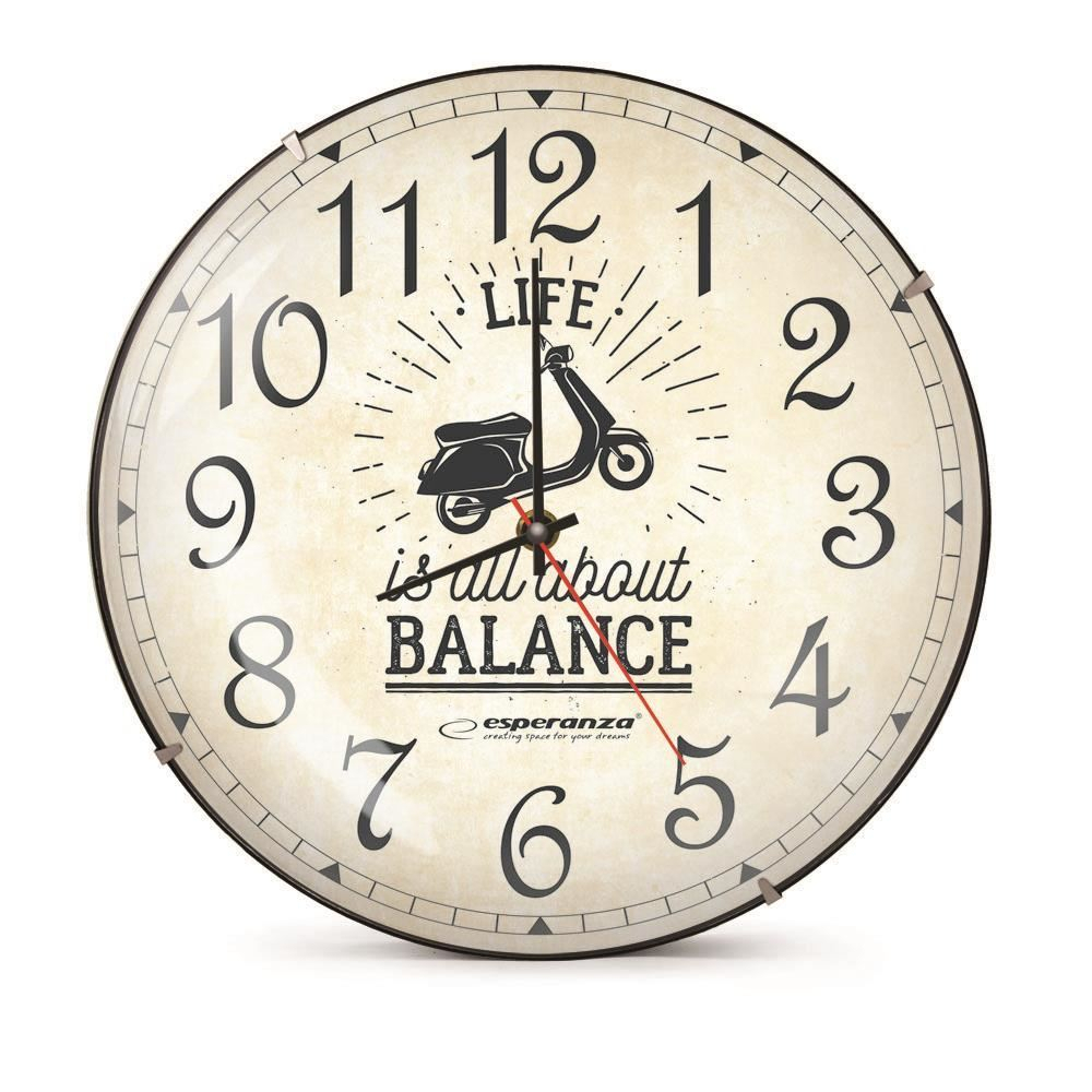 Ceas de perete Esperanza EHC018S,model Seattle,text ''LIFE is all about BALANCE'', fond crem,30 cm [3]