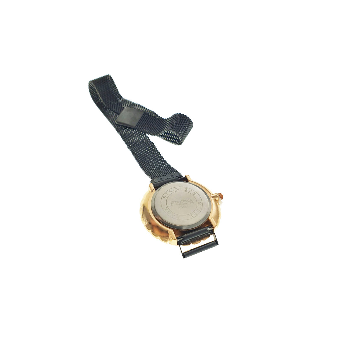 Ceas Francesca di Geneva F03-209, afisaj analog cu cristale, carcasa 35 x 8mm, curea magnetica latime 16mm, negru cu auriu [3]