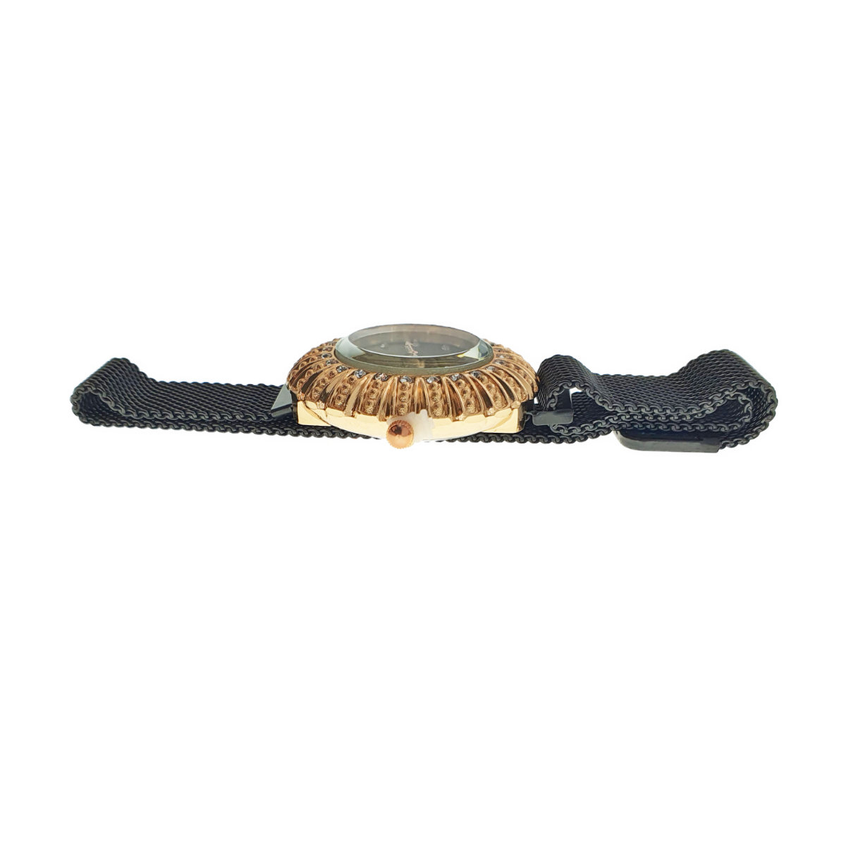 Ceas Francesca di Geneva F03-209, afisaj analog cu cristale, carcasa 35 x 8mm, curea magnetica latime 16mm, negru cu auriu [8]