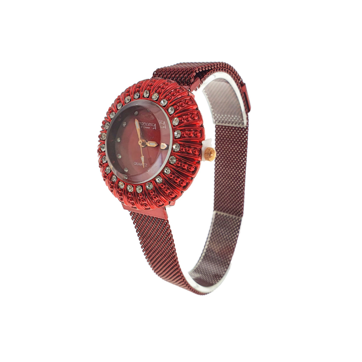 Ceas Francesca di Geneva F03-209, afisaj analog cu cristale, carcasa 35 x 8mm, curea magnetica latime 16mm, rosu [9]