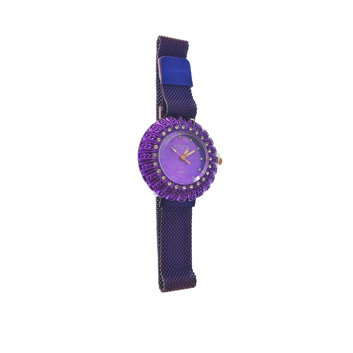 Ceas Francesca di Geneva F03-209, afisaj analog cu cristale, carcasa 35 x 8mm, curea magnetica latime 16mm, violet [5]