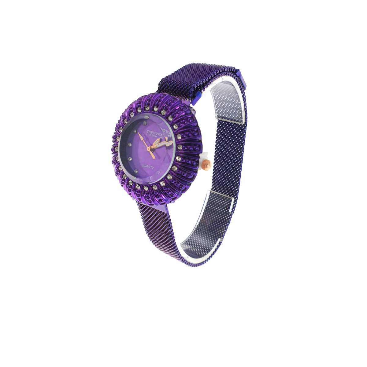 Ceas Francesca di Geneva F03-209, afisaj analog cu cristale, carcasa 35 x 8mm, curea magnetica latime 16mm, violet [10]