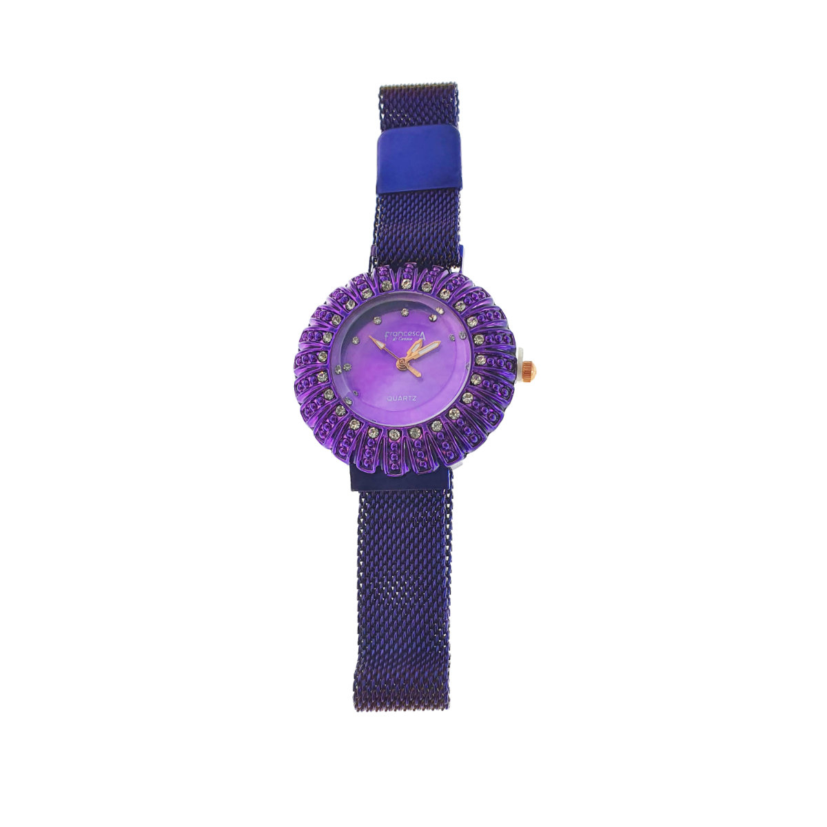 Ceas Francesca di Geneva F03-209, afisaj analog cu cristale, carcasa 35 x 8mm, curea magnetica latime 16mm, violet [7]