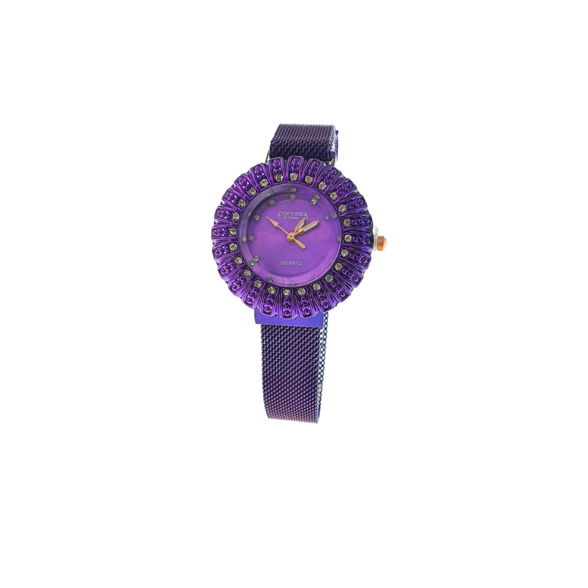 Ceas Francesca di Geneva F03-209, afisaj analog cu cristale, carcasa 35 x 8mm, curea magnetica latime 16mm, violet [12]