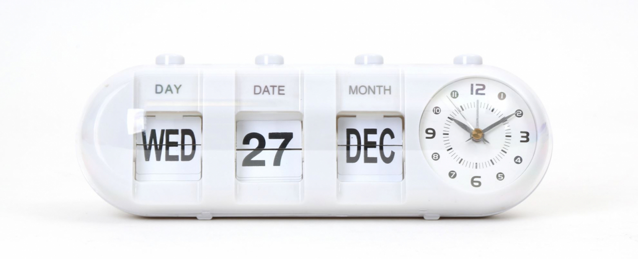 Ceas Platinet cu calendar si alarma ,Alb , January (27x10x9 cm) [6]