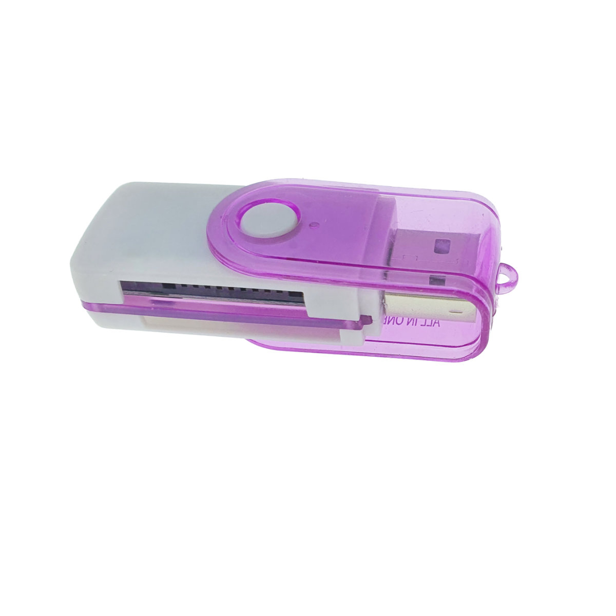 Cititor USB 2.0 pentru carduri de memorie MicroSD, SDHC, M2, MMC, cu capac rotativ, alb cu mov [3]