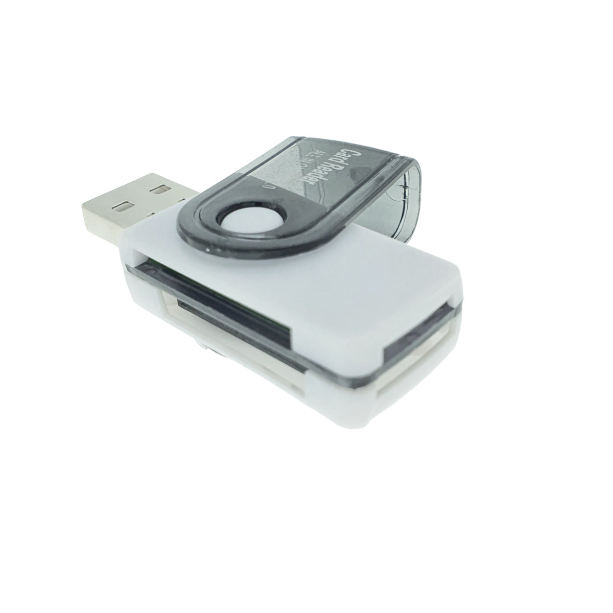 Cititor USB 2.0 pentru carduri de memorie MicroSD, SDHC, M2, MMC, cu capac rotativ, alb cu negru [6]