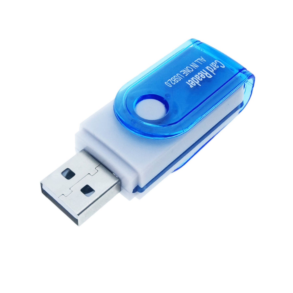 Cititor USB 2.0 pentru carduri de memorie MicroSD, SDHC, M2, MMC, cu capac rotativ, albastru [7]
