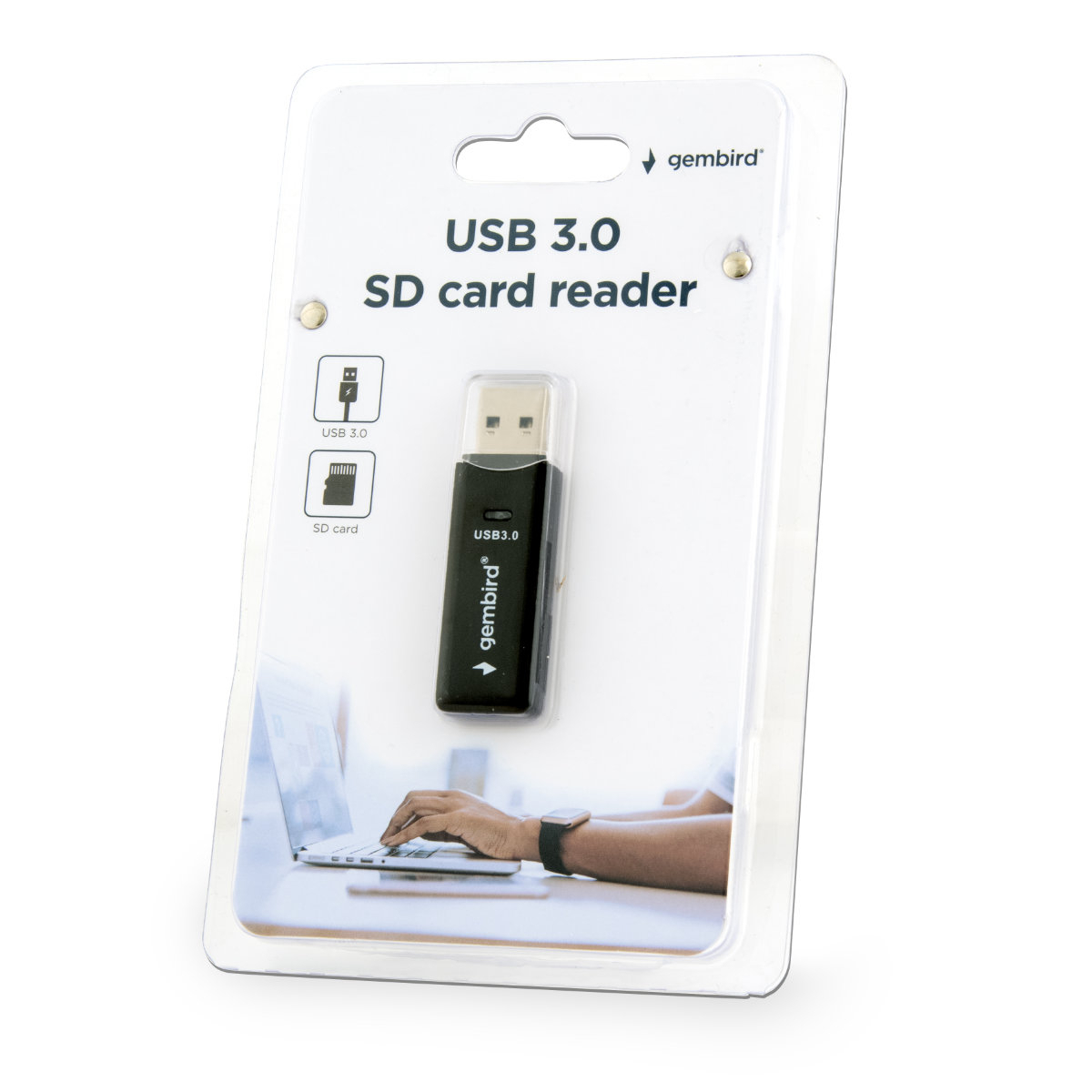 Cititor USB 3.0 pentru carduri SDXC si microSDXC , Gembird 08770, scriere, stocare si transfer date, indicator LED, cu capac, negru [5]