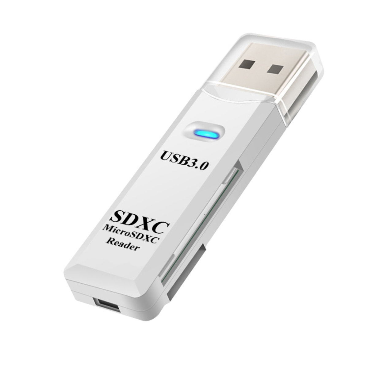 Cititor USB 3.0 pentru carduri SDXC si microSDXC , scriere, stocare si transfer date, indicator LED, cu capac, alb [8]