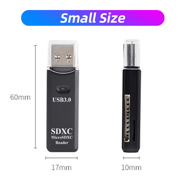 Cititor USB 3.0 pentru carduri SDXC si microSDXC , scriere, stocare si transfer date, indicator LED, cu capac, negru [16]