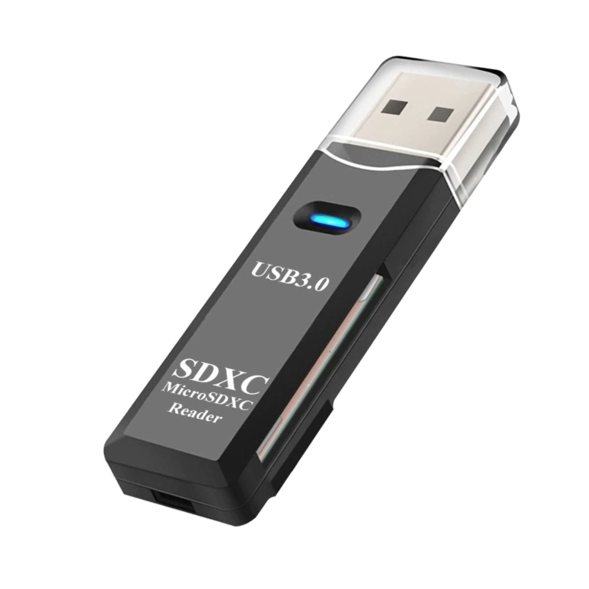 Cititor USB 3.0 pentru carduri SDXC si microSDXC , scriere, stocare si transfer date, indicator LED, cu capac, negru [9]