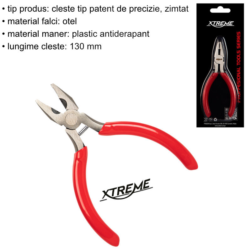 Cleste de precizie, cu arc, Xtreme 00546, 130mm, suprafata prindere zimtata, rosu cu negru [7]