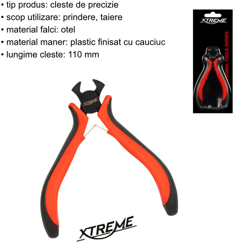 Cleste de taiere frontala, de precizie, cu arc, universal Xtreme HY-21T 00568, 110mm, rosu cu negru [6]