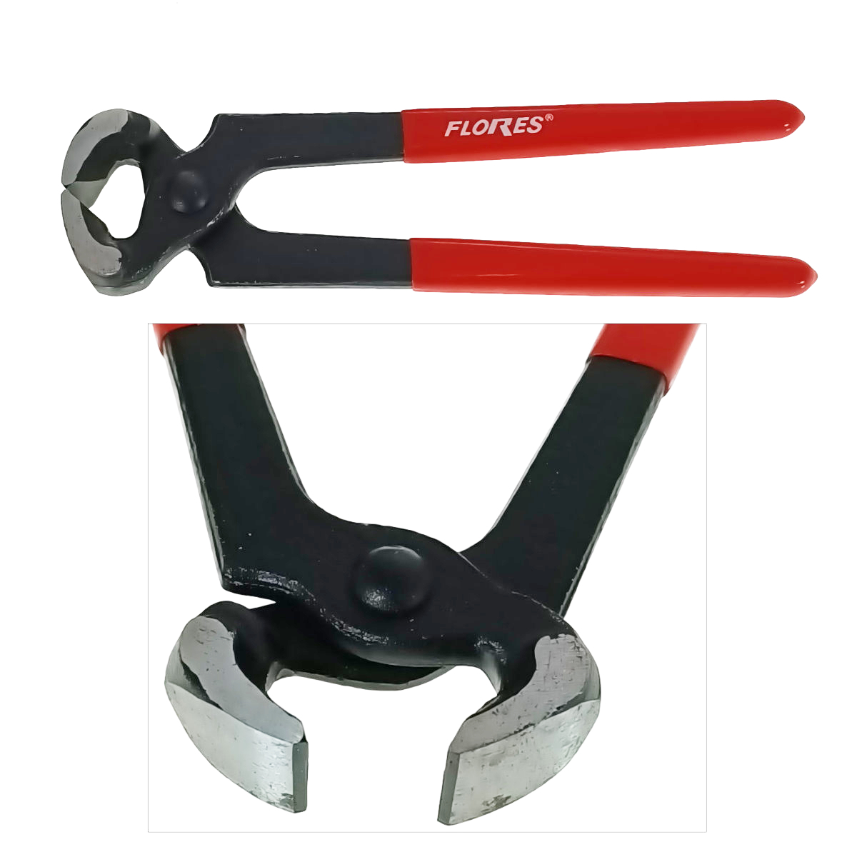 Cleste pentru scos cuie, din otel forjat, cu maner izolat, Flores 10100, 205x55x20mm, negru cu rosu [5]
