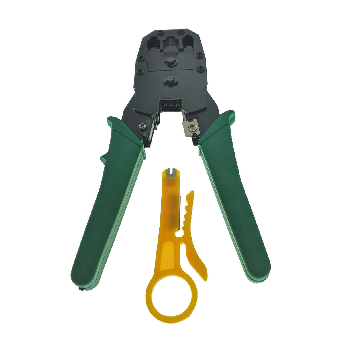Cleste sertizare mufe RJ45 8p8c , RJ12 6p6c , RJ 11 4p4c , cu cutter fire, pentru cablare internet si telefon [1]