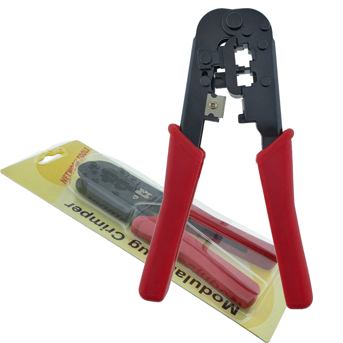 Cleste sertizat, mufat universal, HT-568, pentru mufe RJ45, RJ12, RJ11, rosu cu negru [5]