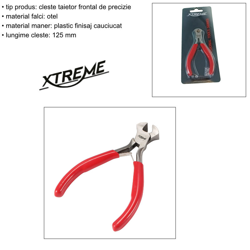 Cleste taietor frontal de precizie, cu lame arc, Xtreme 00549, 125mm, rosu [7]