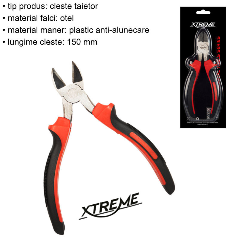Cleste taietor lateral Xtreme 00547, 150mm, negru cu rosu [6]