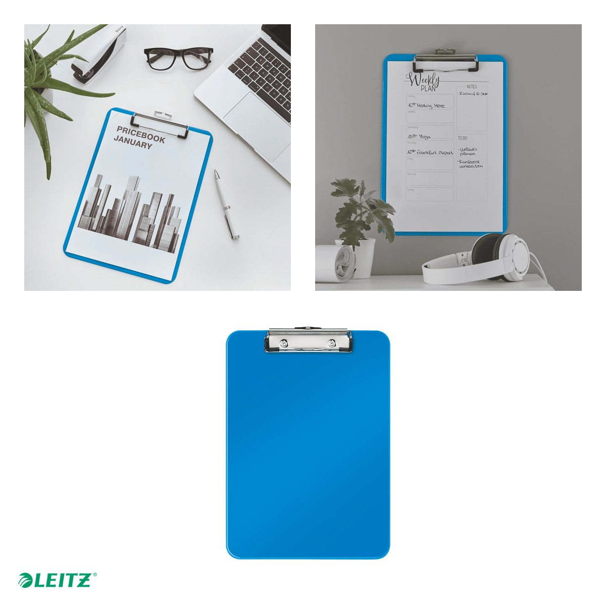 Clipboard Leitz WOW, simplu, PS, A4, capacitate 100 coli, albastru [4]
