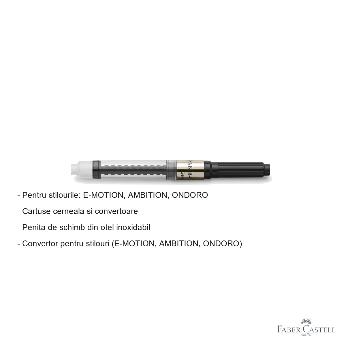 Convertor pentru stilou Faber-Castell, compatibil E-Motion, Ambition, Ondoro, accesoriu de reincarcare cerneala [2]