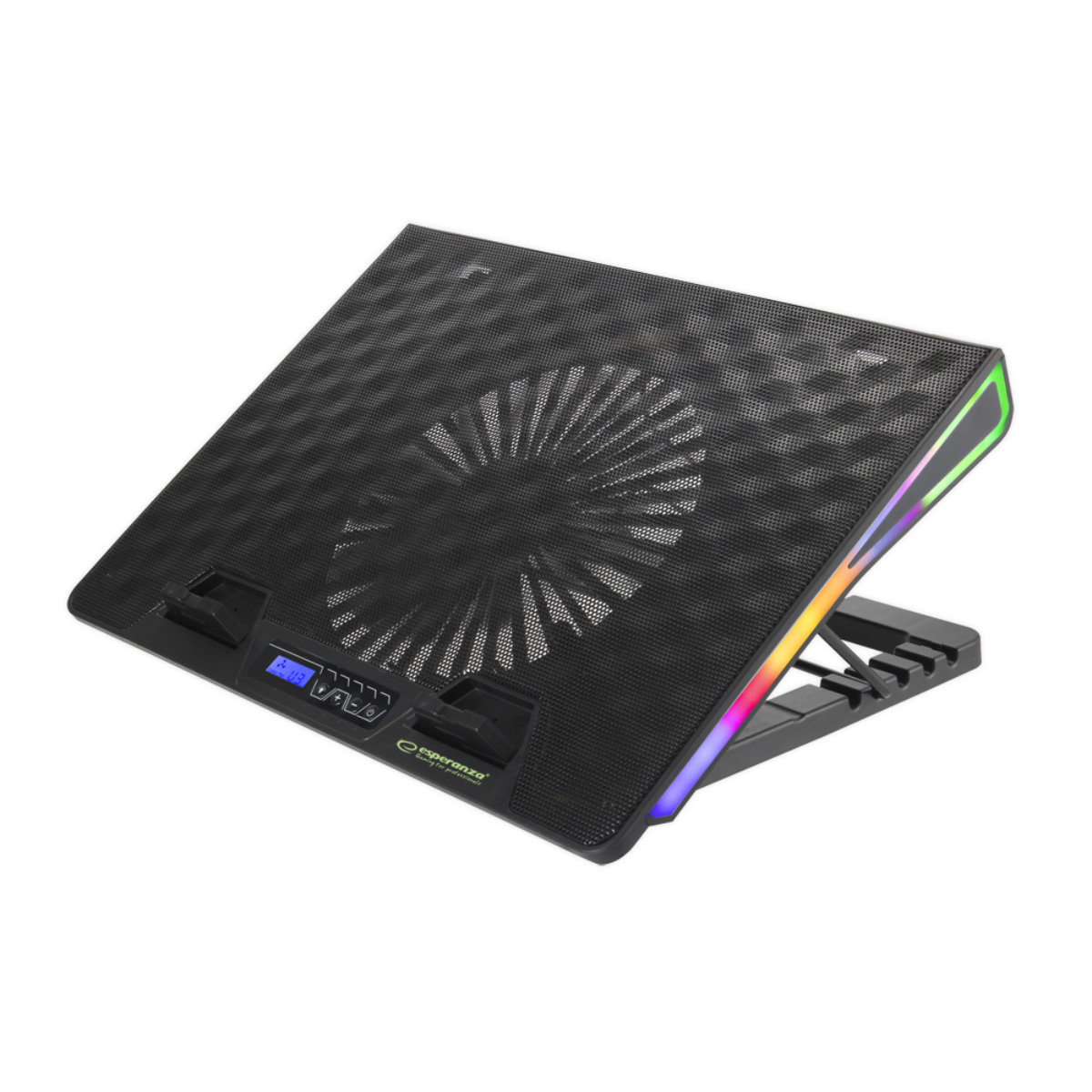 Cooler Laptop Esperanza Alize, iluminare RGB 7 moduri, display LCD, Hub 2 port USB, 5 unghiuri de reglare, negru [7]