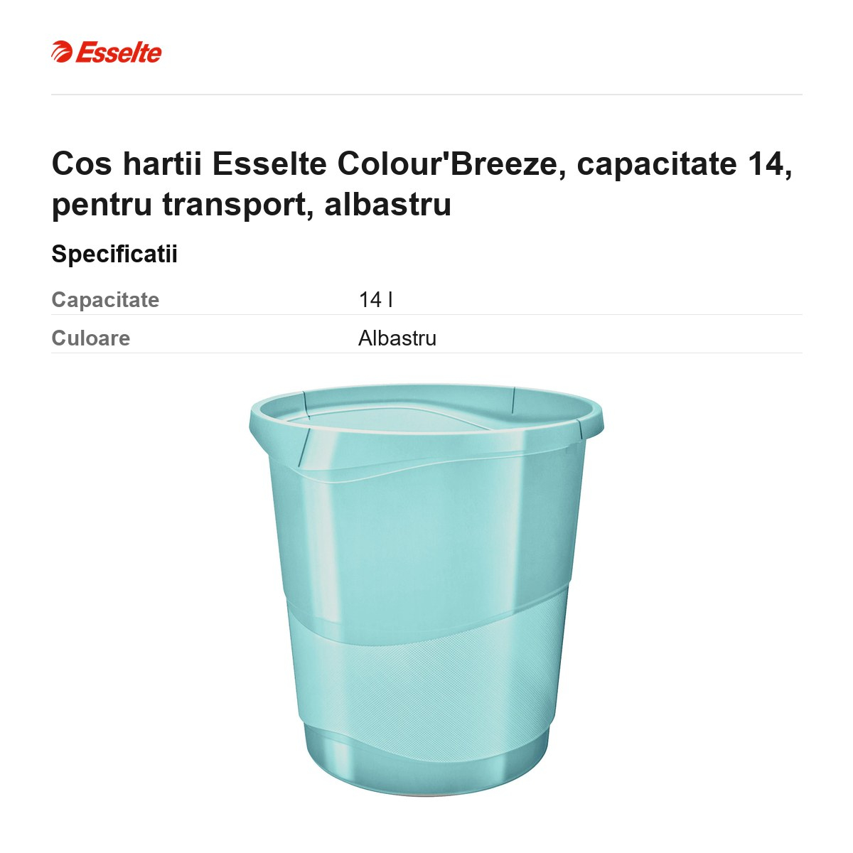 Cos hartii Esselte Colour'Breeze, capacitate 14, pentru transport, albastru [3]