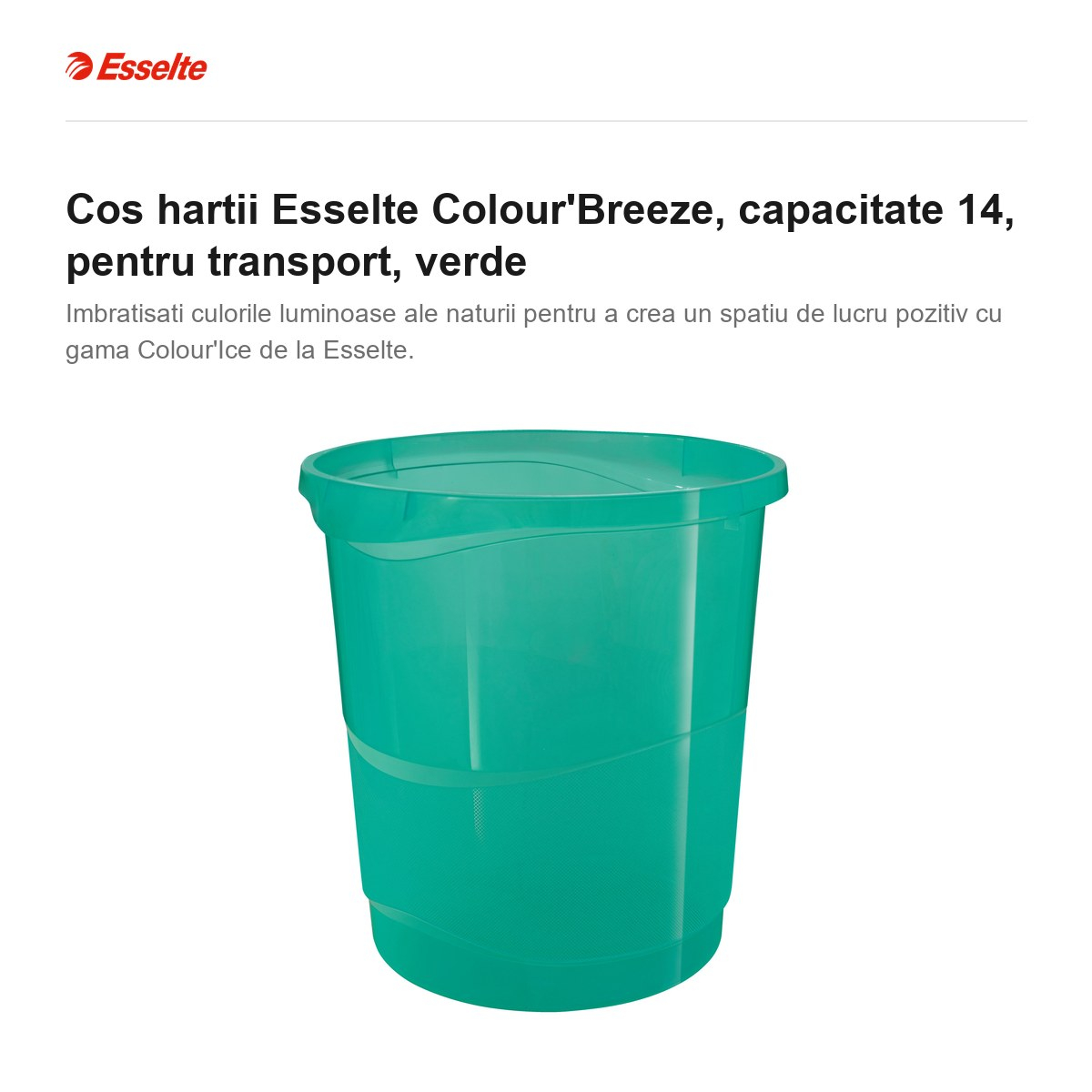 Cos hartii Esselte Colour'Breeze, capacitate 14, pentru transport, verde [2]