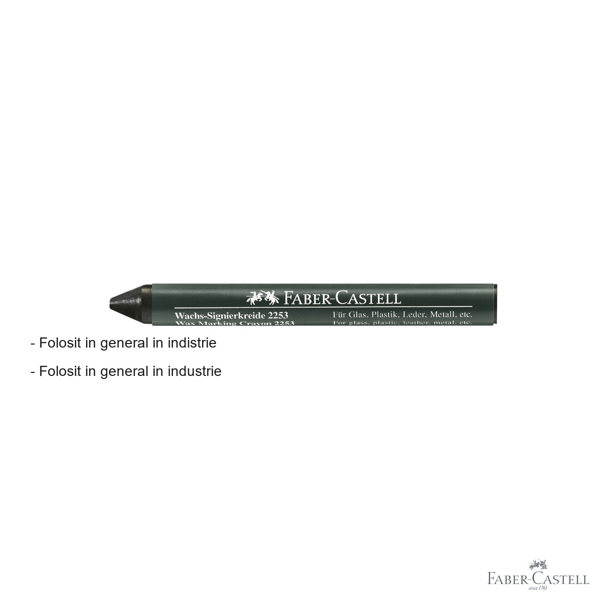 Creion cerat Faber-Castell 2253 pentru suprafete lucioase, negru, marcare industriala [2]