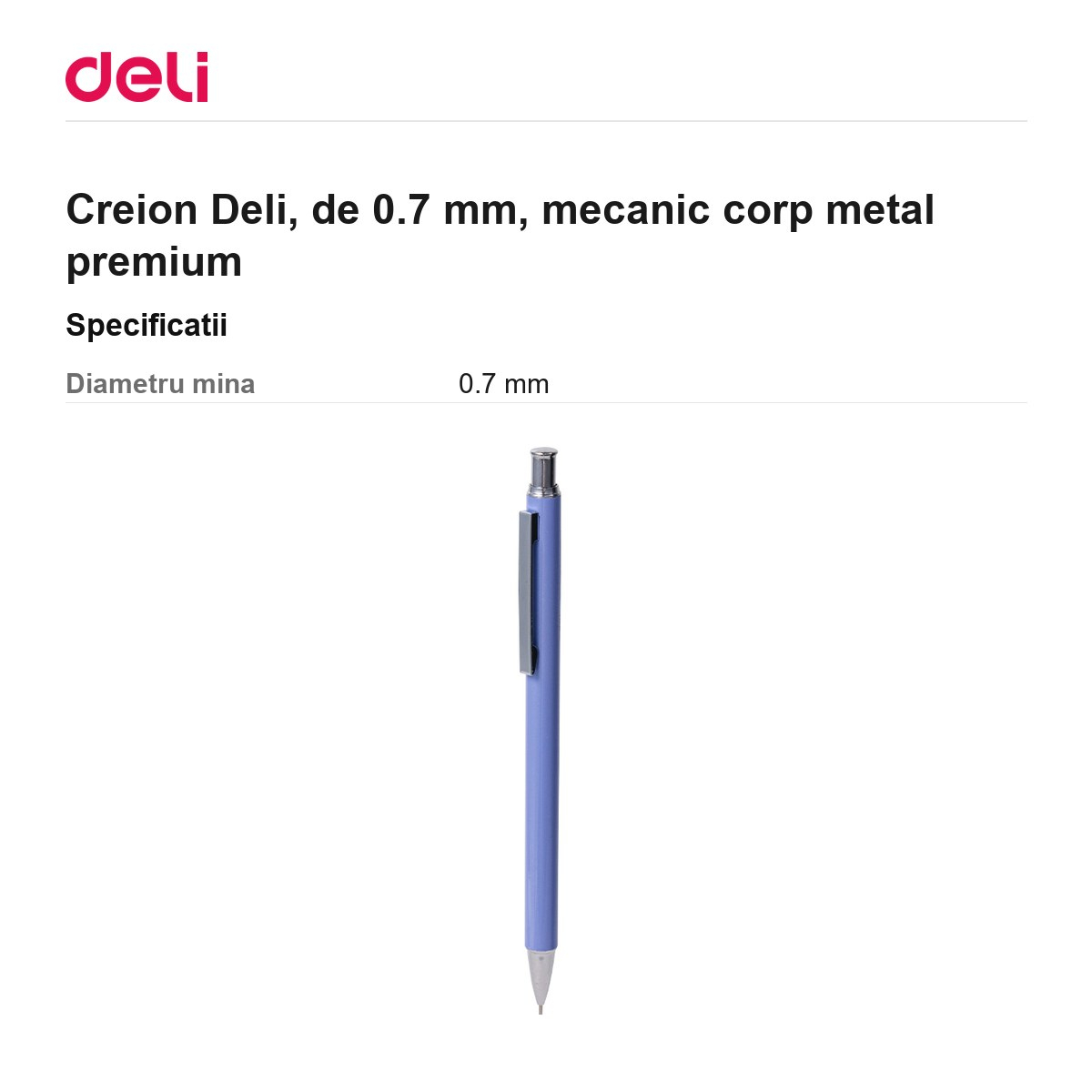 Creion Deli, de 0.7 mm, mecanic corp metal premium [3]