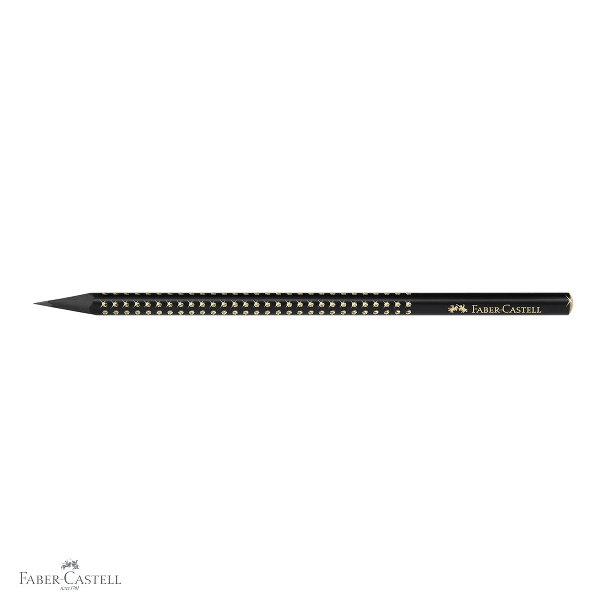 Creion grafit B Faber-Castell Sparkle Midnight Gold, forma ergonomica triunghiulara, lemn negru cu design perlat [7]