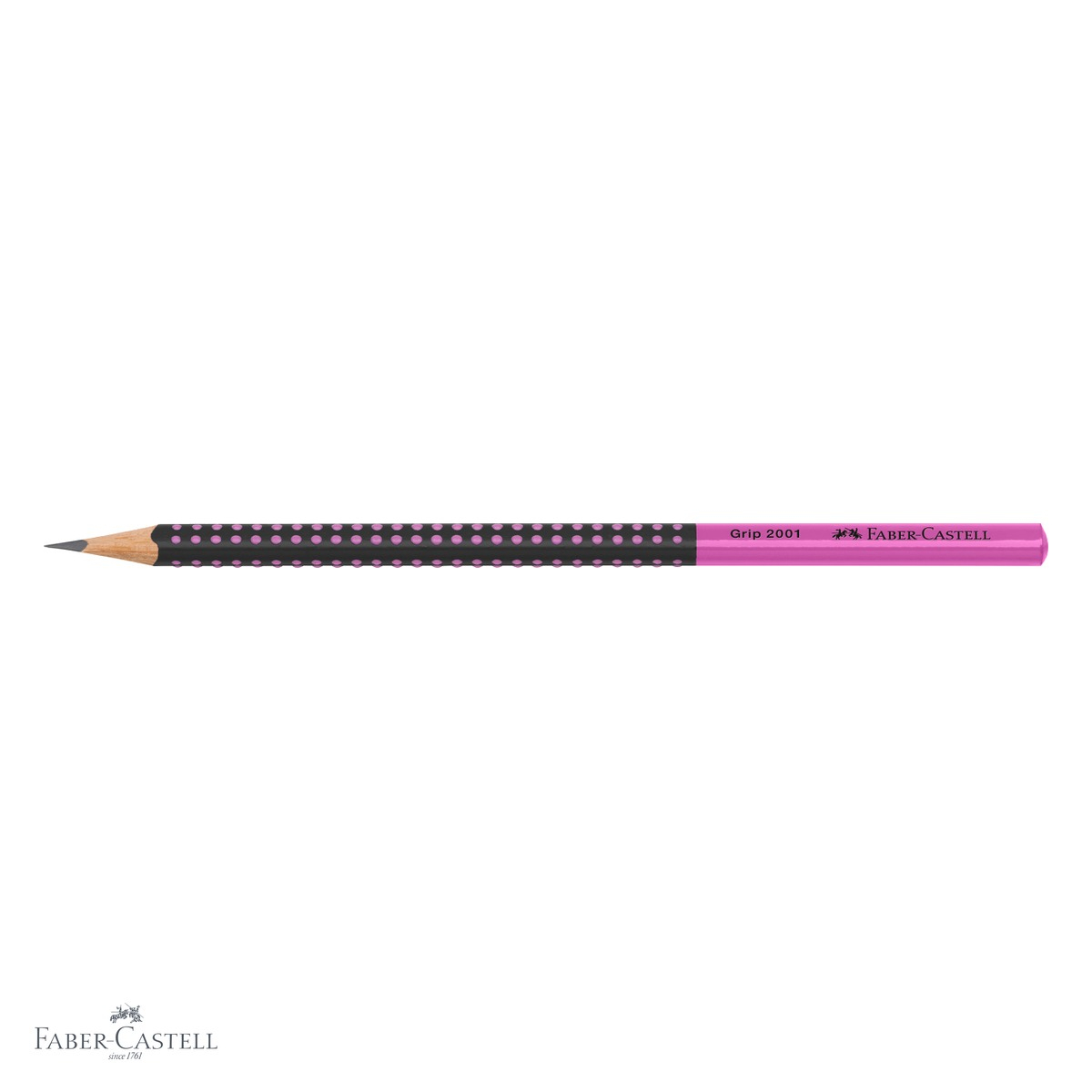 Creion grafit Faber-Castell Grip 2001 Two Tone, mina B, forma ergonomica triunghiulara, negru-roz [7]