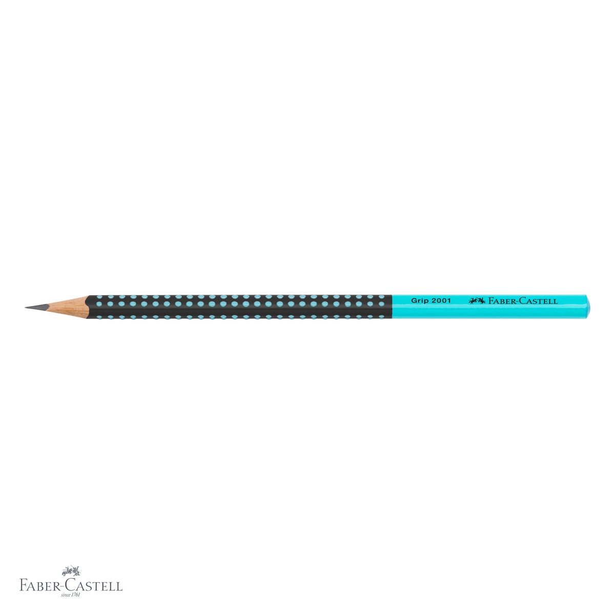 Creion grafit Faber-Castell Grip 2001 Two Tone, mina B, forma ergonomica triunghiulara, negru-turcoaz [7]