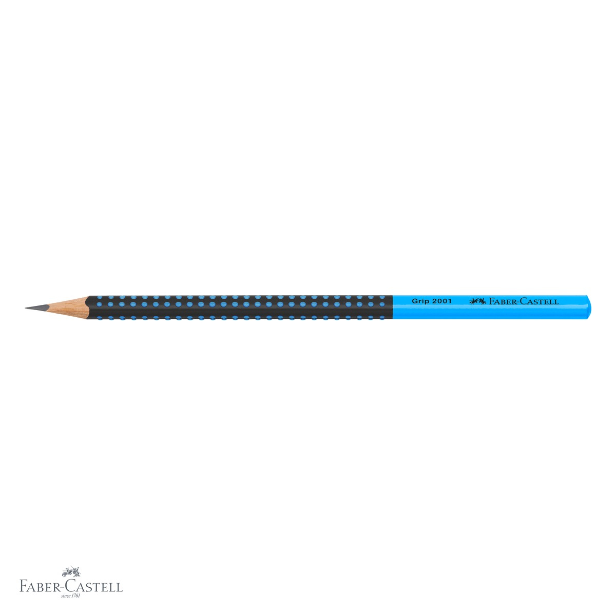 Creion grafit Faber-Castell Grip 2001 Two Tone, mina B, forma triunghiulara ergonomica, negru-bleu [8]