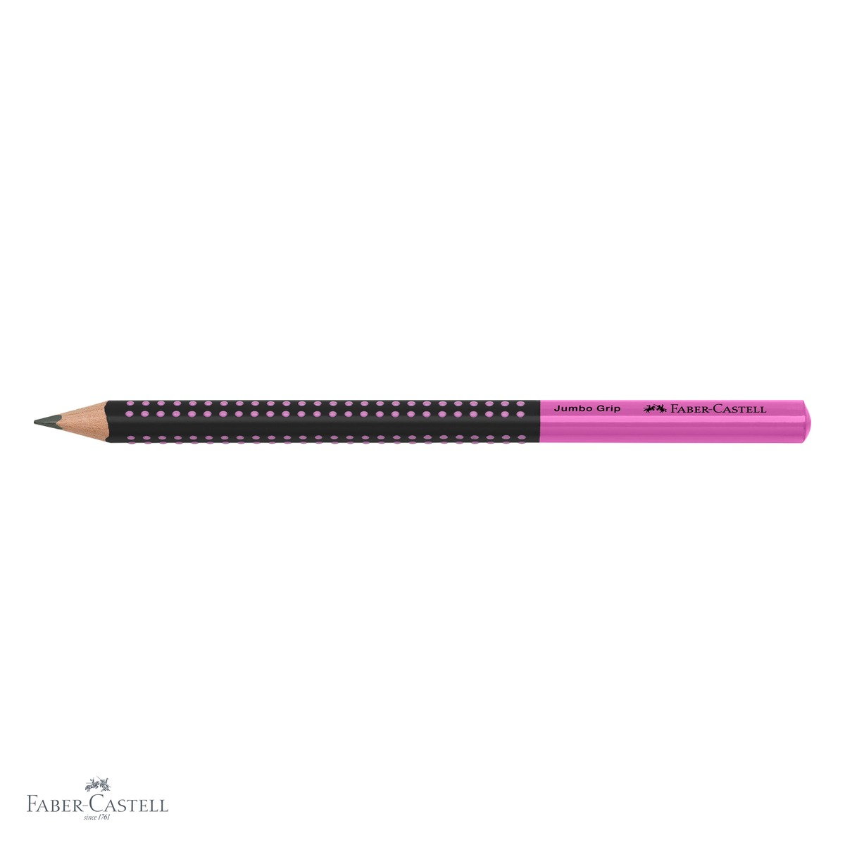 Creion grafit Faber-Castell Jumbo Grip Two Tone negru-roz, mina B, forma ergonomica triunghiulara [7]