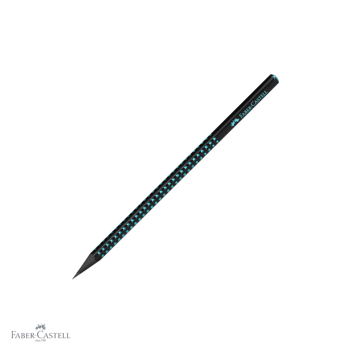 Creion grafit Faber-Castell Sparkle Midnight Ocean, mina B, forma triunghiulara ergonomica, lemn negru cu finisaj perlat [2]