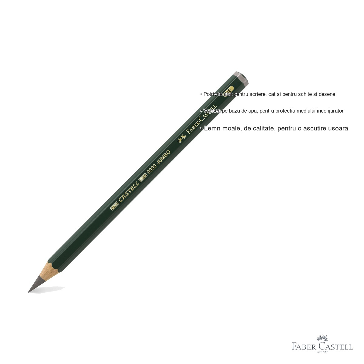 Creion grafit Jumbo Faber-Castell, mina HB, forma hexagonala, pentru scriere si desen [6]