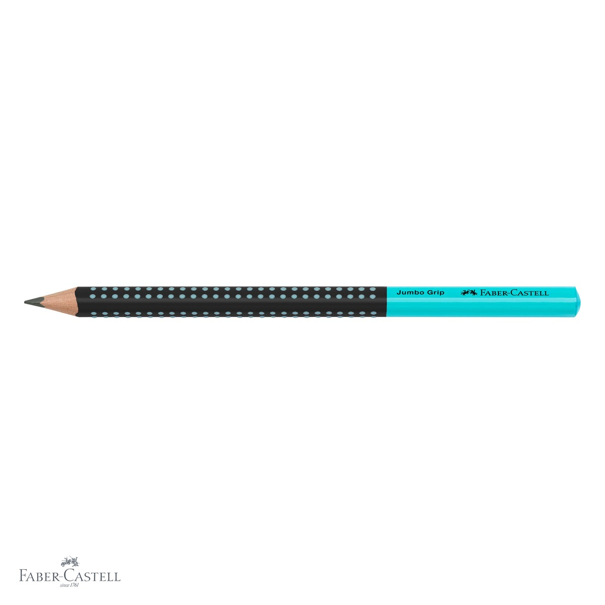 Creion grafit Jumbo Grip Two Tone Faber-Castell, mina B, forma triunghiulara ergonomica, negru-turcoaz [7]