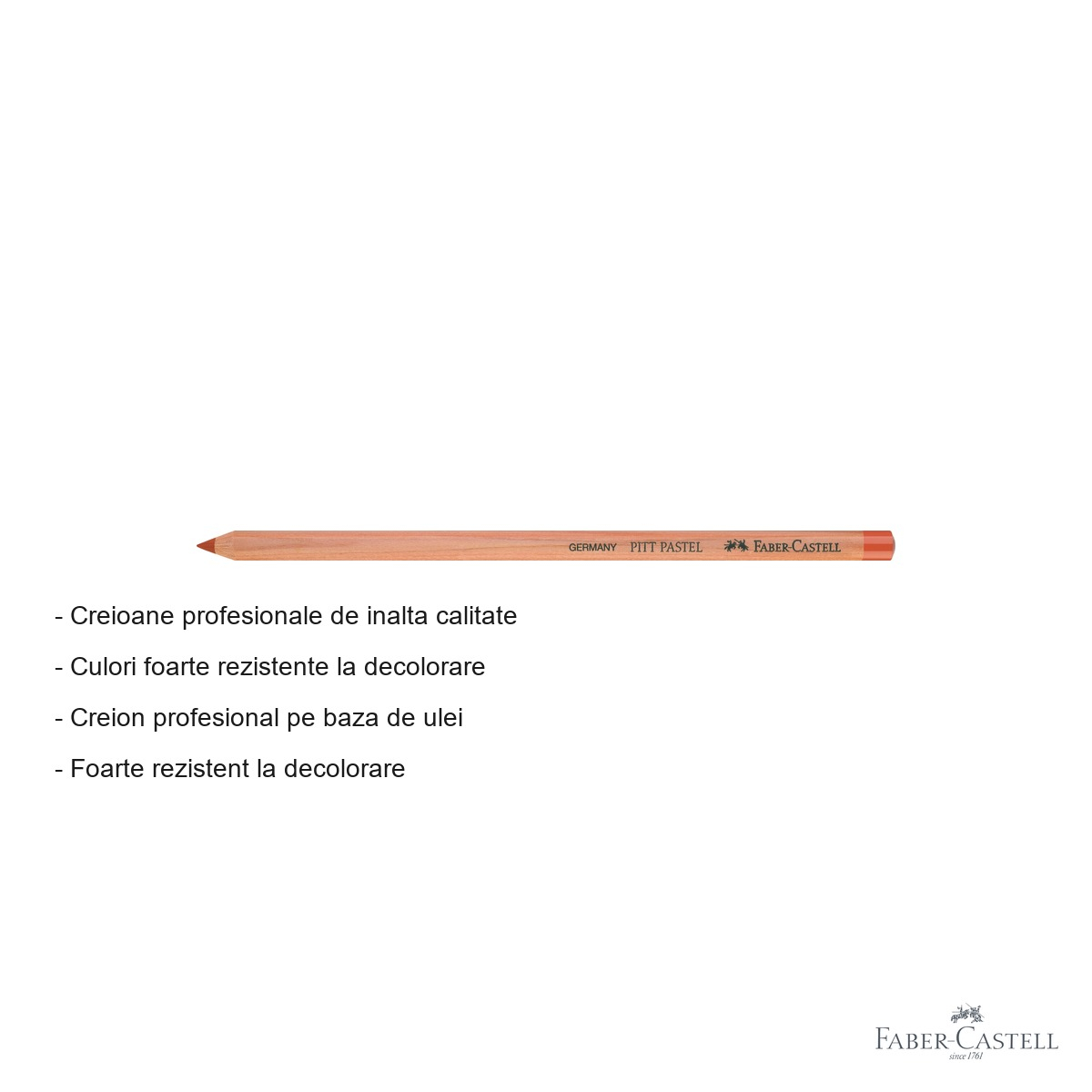 Creion pastel Faber-Castell Pitt, rosu sangvin, pe baza de ulei, pentru detalii fine si contururi [2]