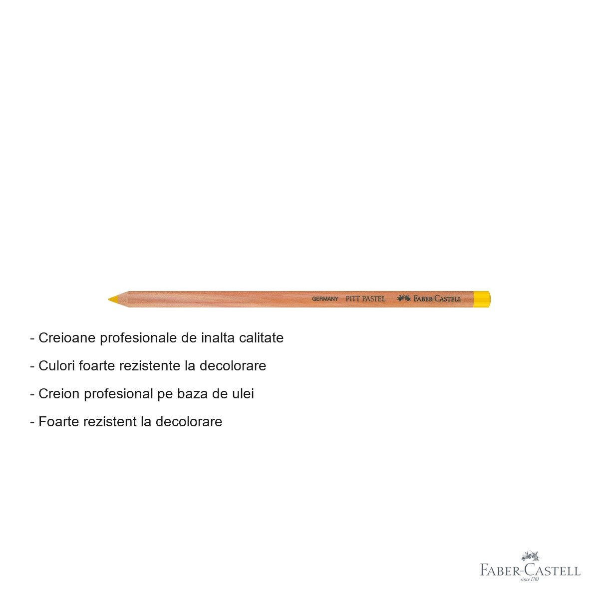 Creion pastel pe baza de ulei Faber-Castell Pitt, galben Napoli, pentru detalii fine si contururi [2]