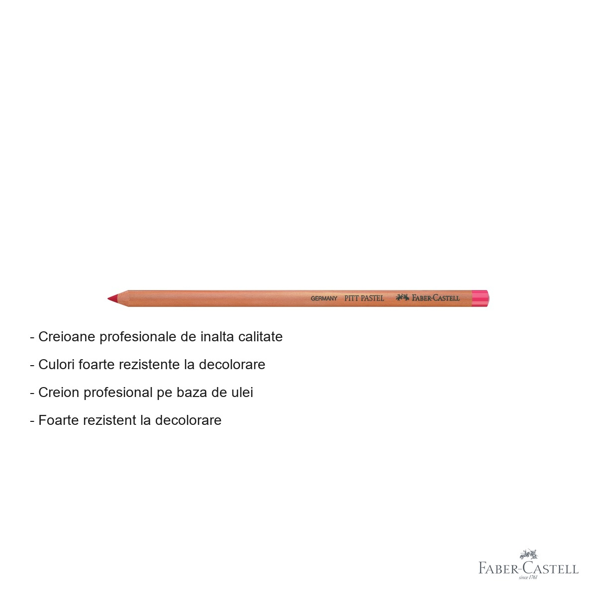 Creion pastel Pitt Faber-Castell, rosu stacojiu, pe baza de ulei, pentru detalii fine si contururi [2]